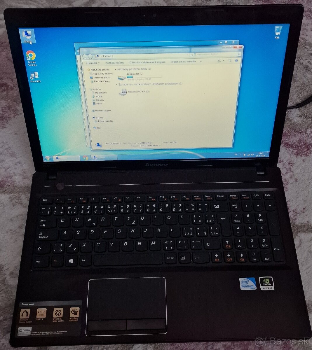 NOTEBOOK LENOVO G580 , WIN 7, SSD 240GB, 4GB RAM