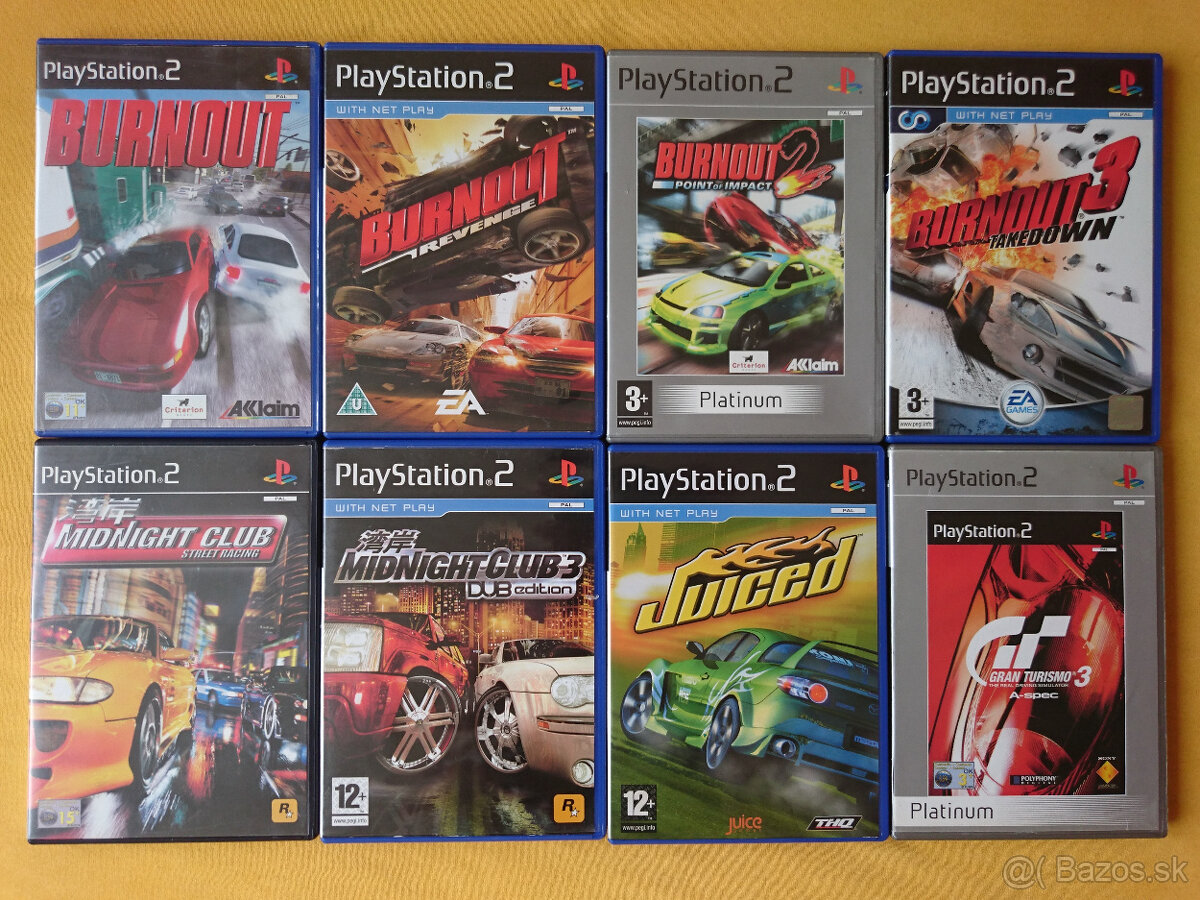 Hra na PS2 - BURNOUT, MIDNIGHT CLUB, GRAN TURISMO