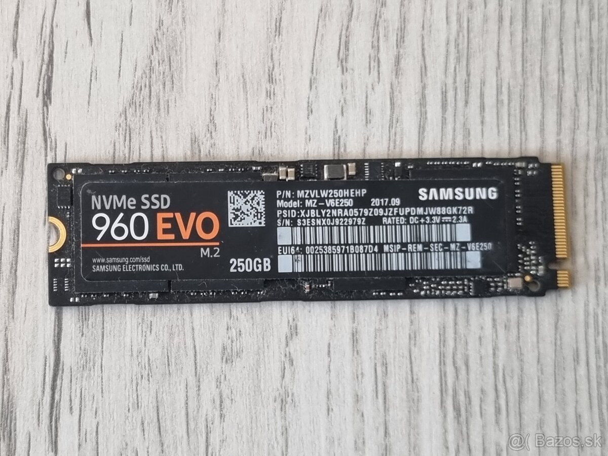 Samsung SSD 960 EVO NVMe M.2 250 GB