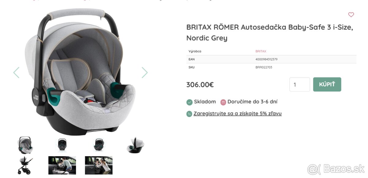 Britax-Romer zakladna+vajicko Baby-Safe 3 i-Size Nordic Grey