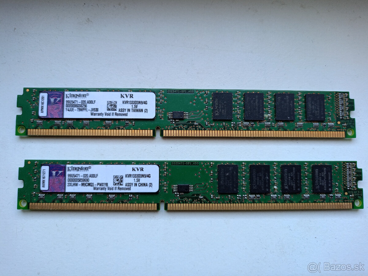 2x4 GB  DDR3 Kingston 1333 Mhz 1.5V