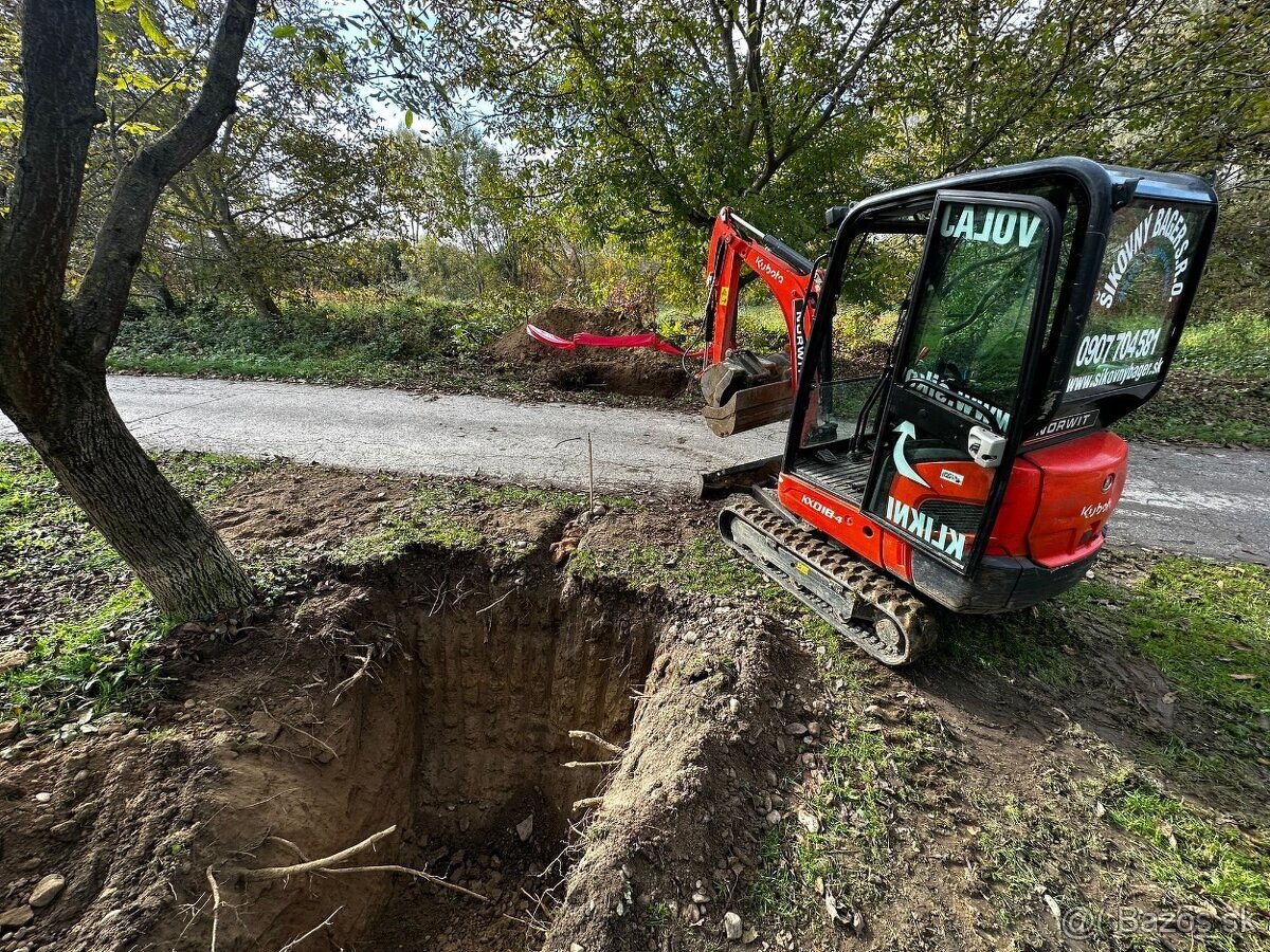 Zemné práce a výkopove práce minibagrom Kubota , bager