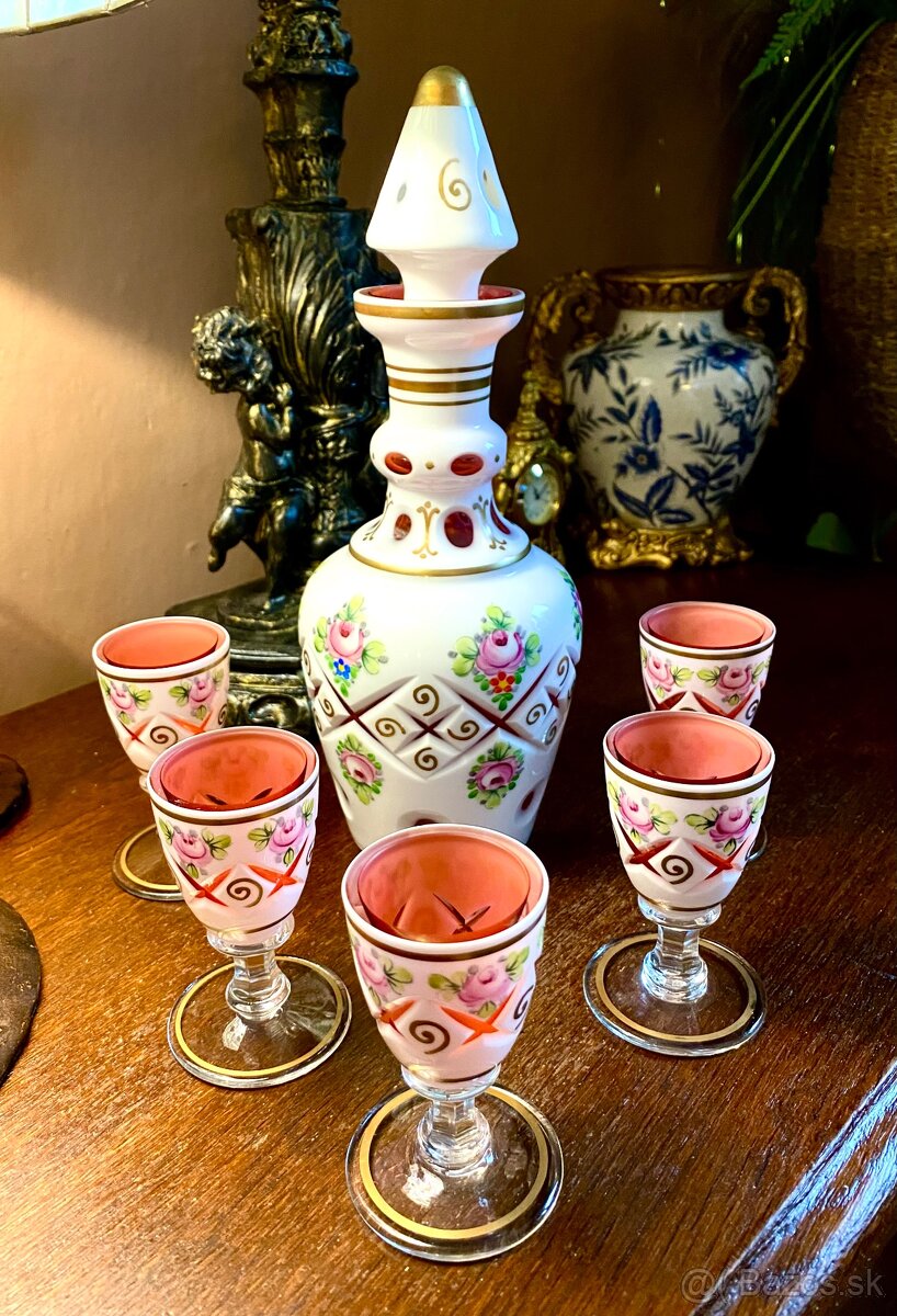 Czech BohemiaArt Glass Cranberry, prekladané/prejimane sklo