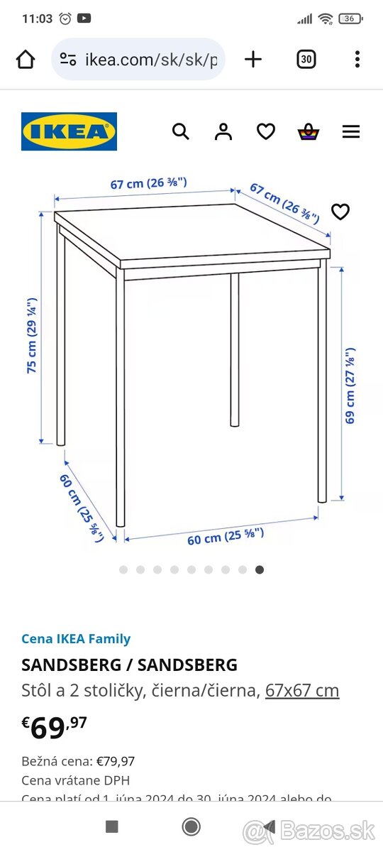 IKEA stôl + 2 stoličky