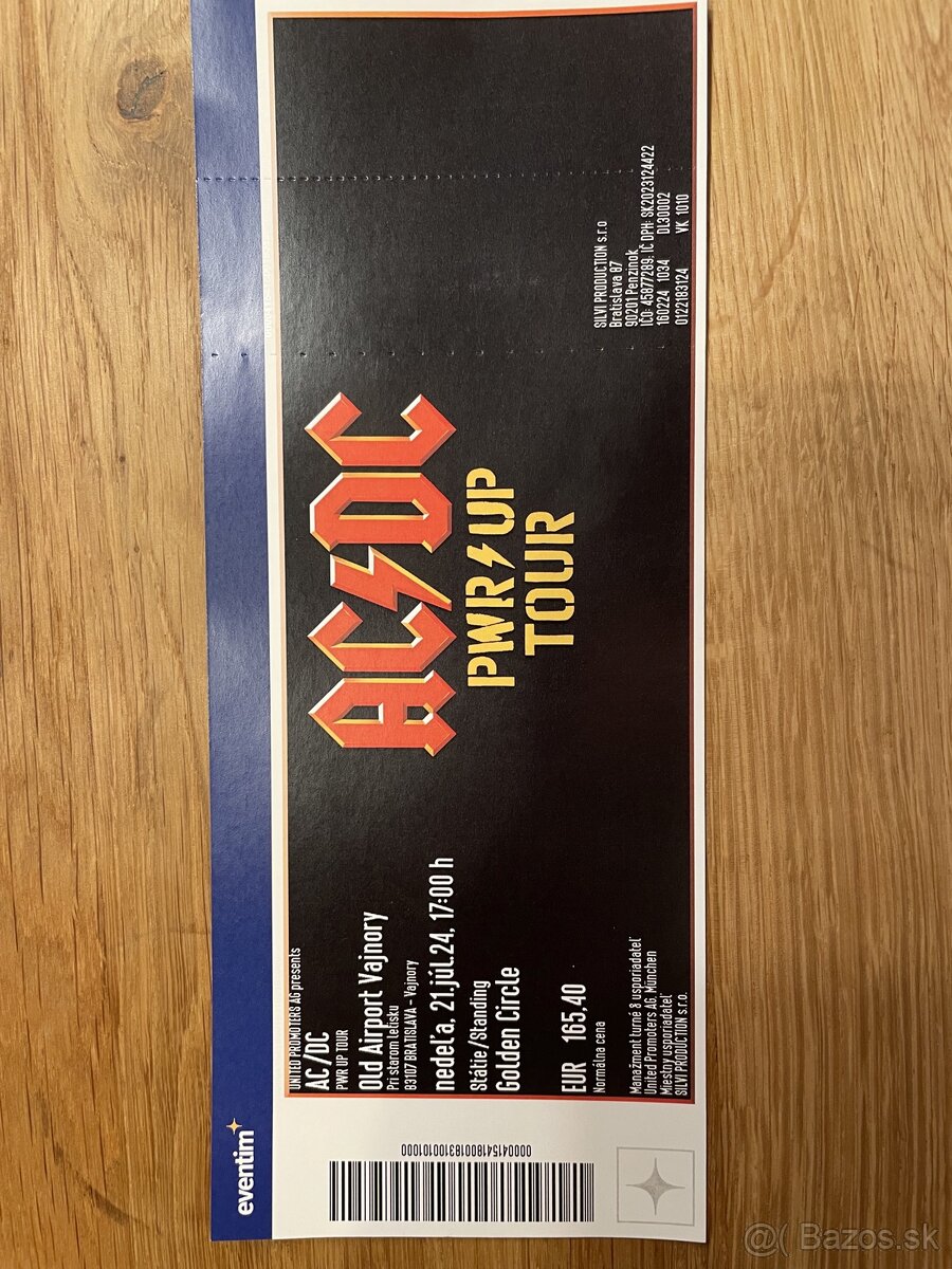 Predám jeden lístok na AC/DC na 21.7.2024