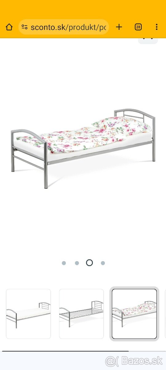 Predám kovovú postel. 90 x 200 cm