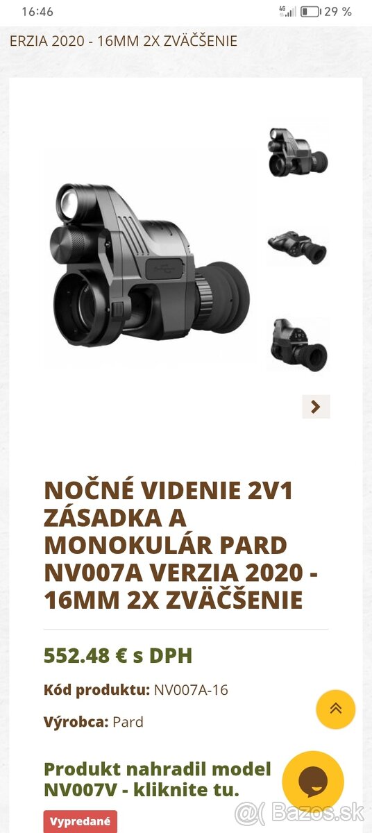 Predám Pard, nočné videnie