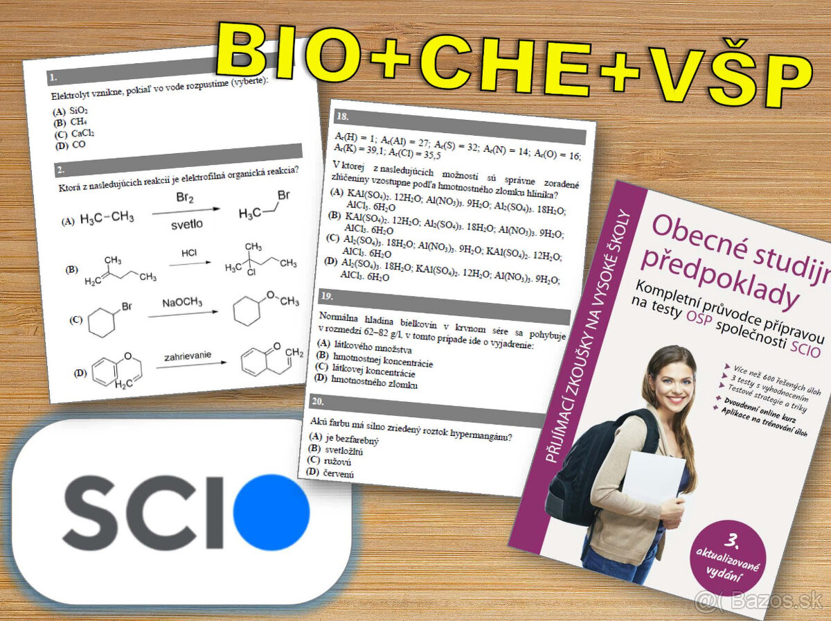 SCIO - testy, BIO, CHE, VŠP, príprava z biológie,