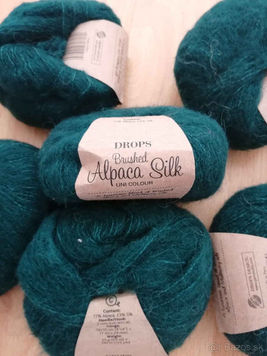 Vlna BRUSHED ALPACA SILK DROPS č. 11 tmavá zelená