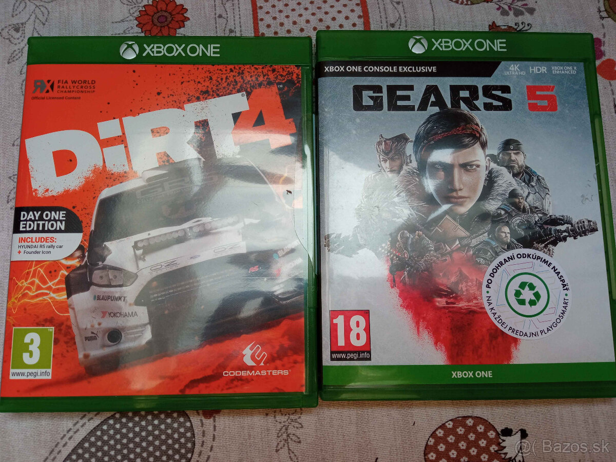 Predám XBOX ONE S hry Dirt 4 a Gears 5