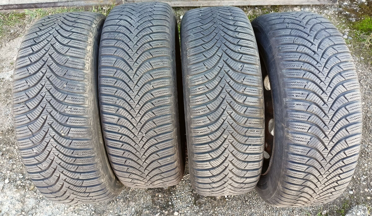 Predám zimné pneu Hankook 185/60 R14 na plechových diskoch