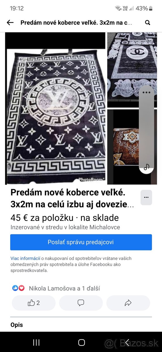 Predám nové koberce 3x2m na celú izbu