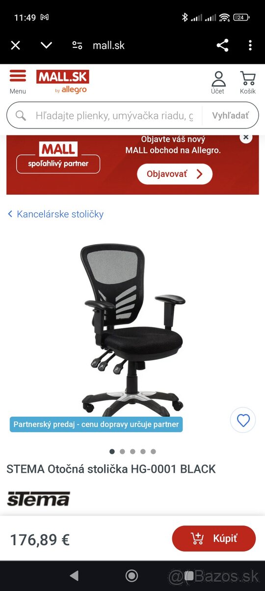 Úplne nová len zložená kancelárska stolička