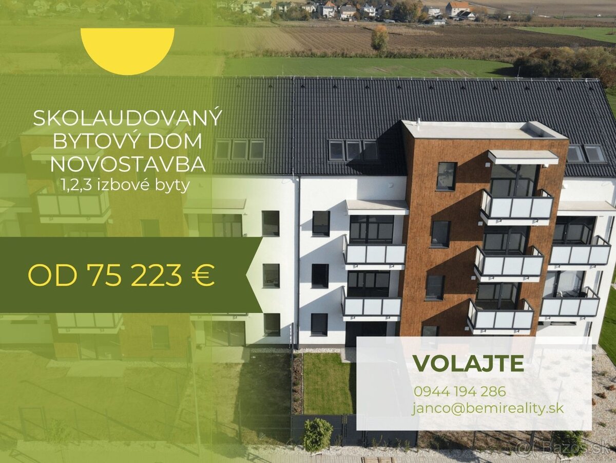 PREDAJ - NOVOSTAVBA- 1,2,3 izbové byty Dvorníky ID 020-111-F