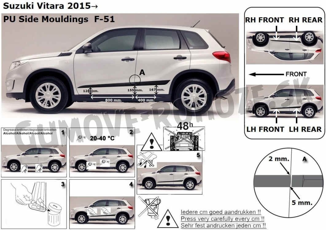 Ochranné lišty dverí nové na Suzuki Vitara,Hyundai i20.