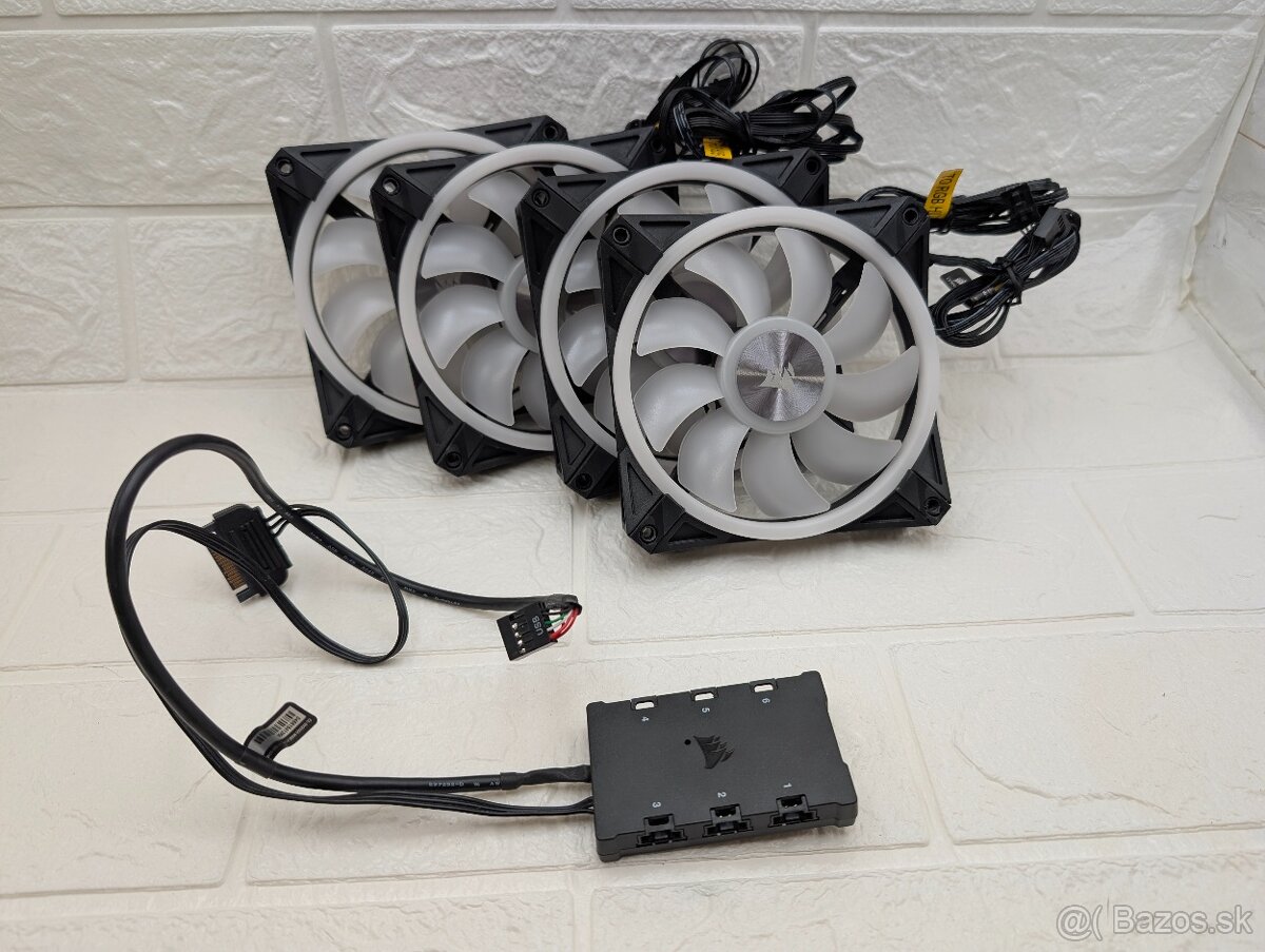 4x Corsair iCUE QL120 RGB 120 mm PWM + Lighting Node CORE