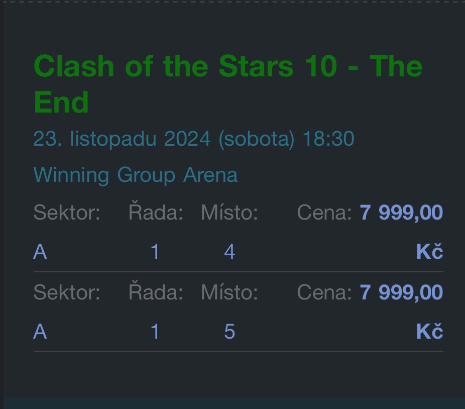 Predám lístky do Clash Of The Stars 10