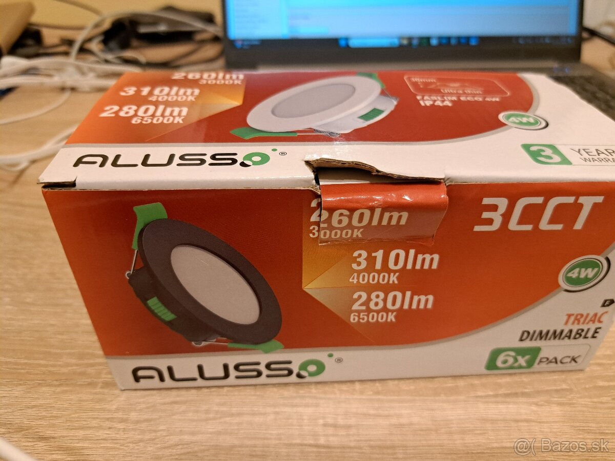 3ks ALUSSO stropné LEDky 3000K, 4000K, 6500K - 4W IP44