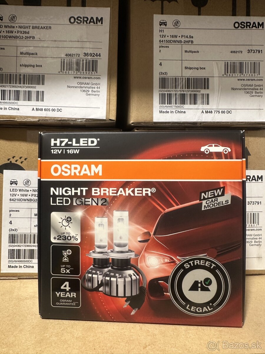 H1,H4,H7 Led Osram night breaker +230% Gen2 s homologizaciou