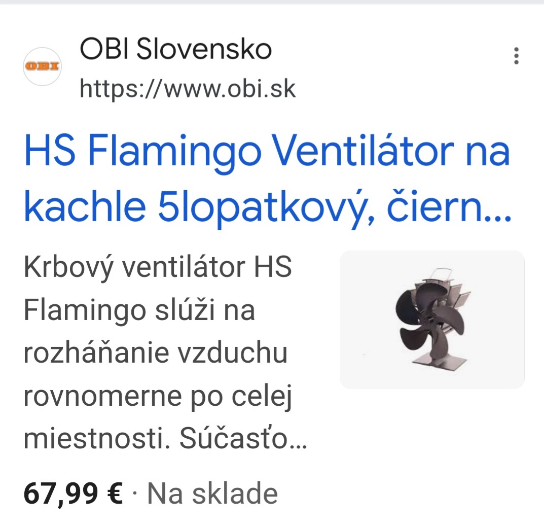 Predám nový nepoužitý krbový ventilátor