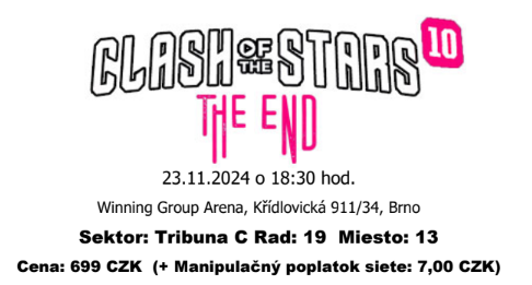 Clash of the stars 10 3x vstupenky