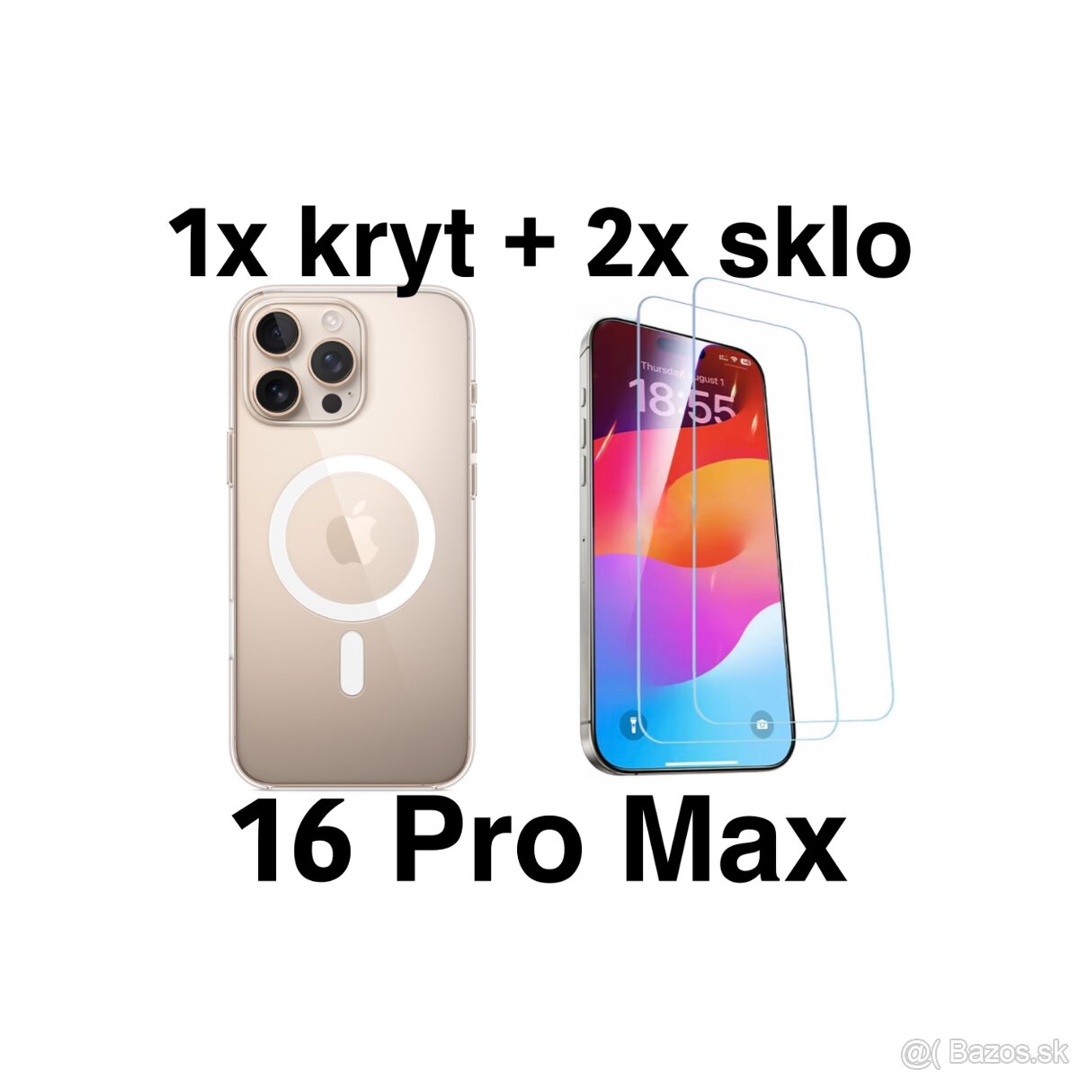 1x Kryt + 2x Sklo iPhone 16 Pro Max