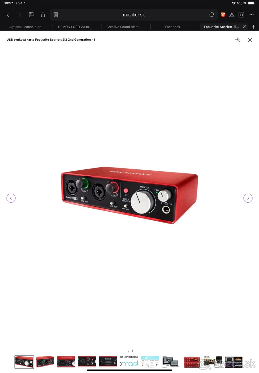 zvukovu kartu focusrite scarlet 2i2 2generacia