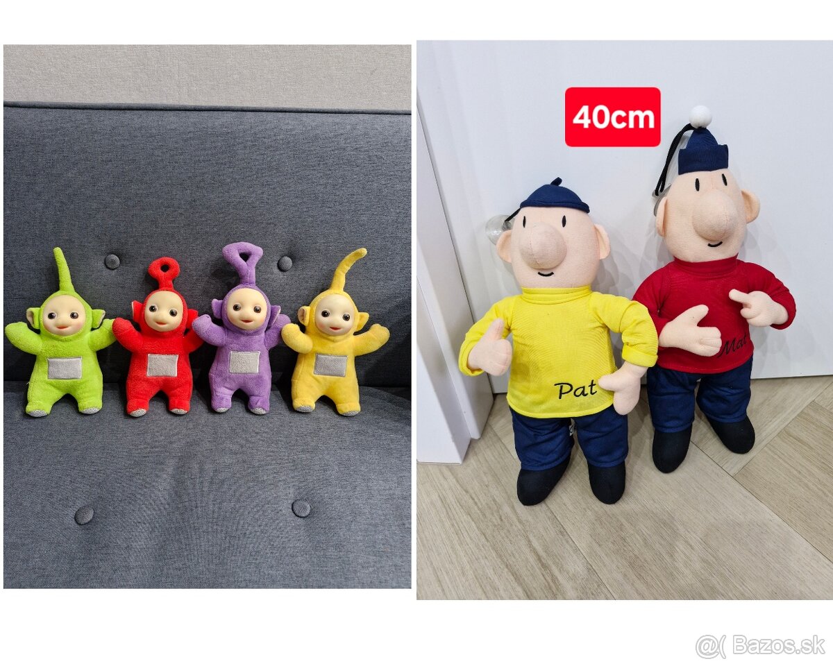 PAT a MAT 40 cm a Teletubbies plysove postavicky