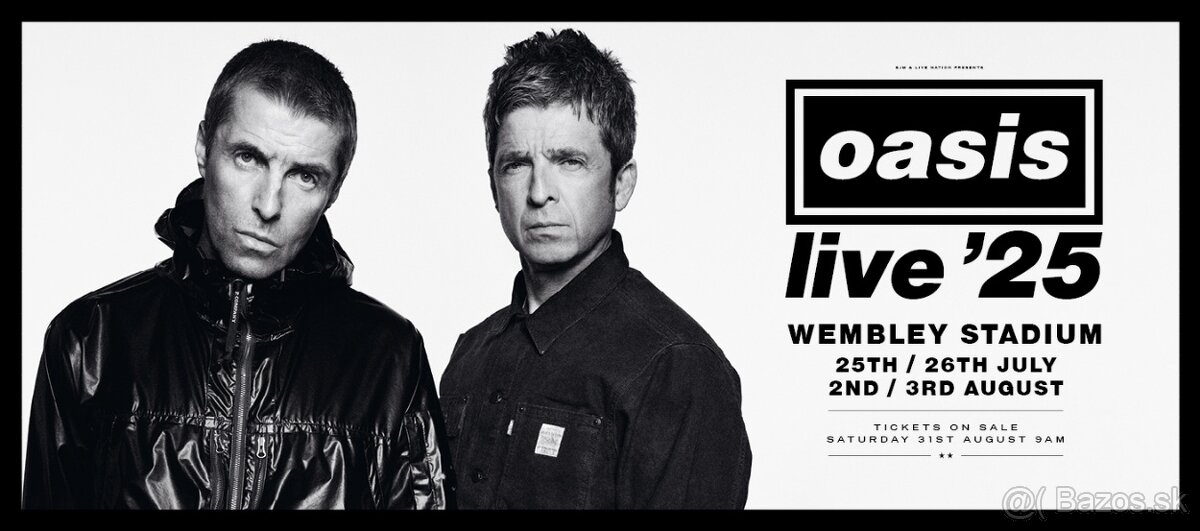 Predám 4 vstupenky na Oasis do Wembley 30.7. 25