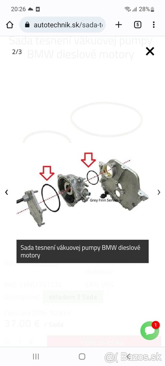 Predám tesnenie na vakuovú pumpu bmw 530d e60