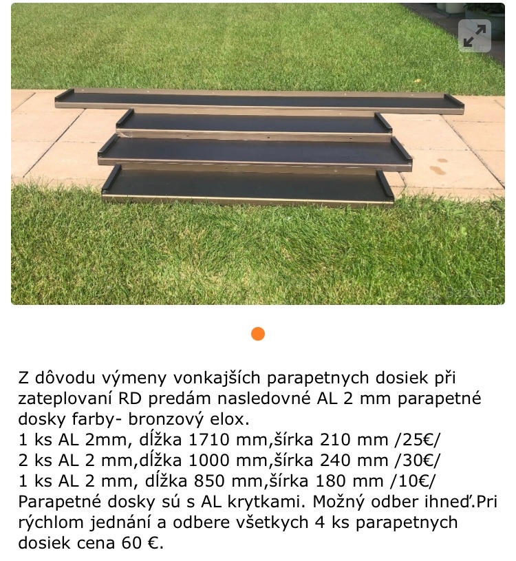 Parapetné dosky-dočasné zníženie ceny