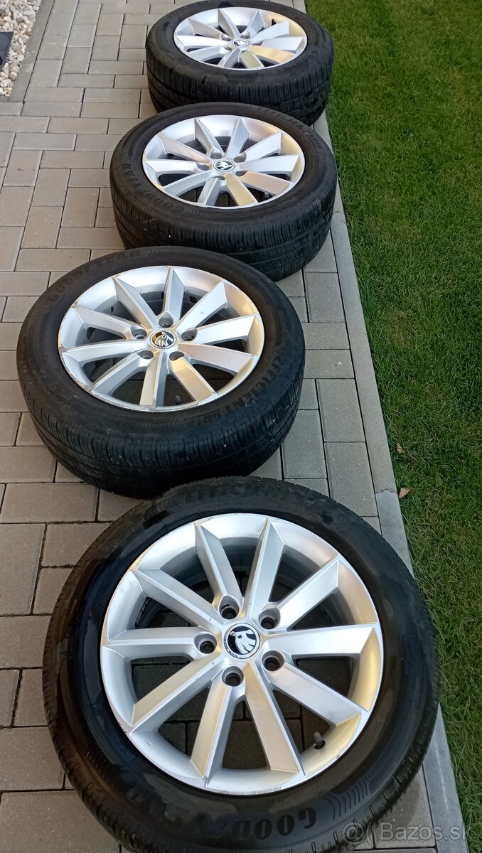 Disky Škoda R16 5x112 + letné pneumatiky