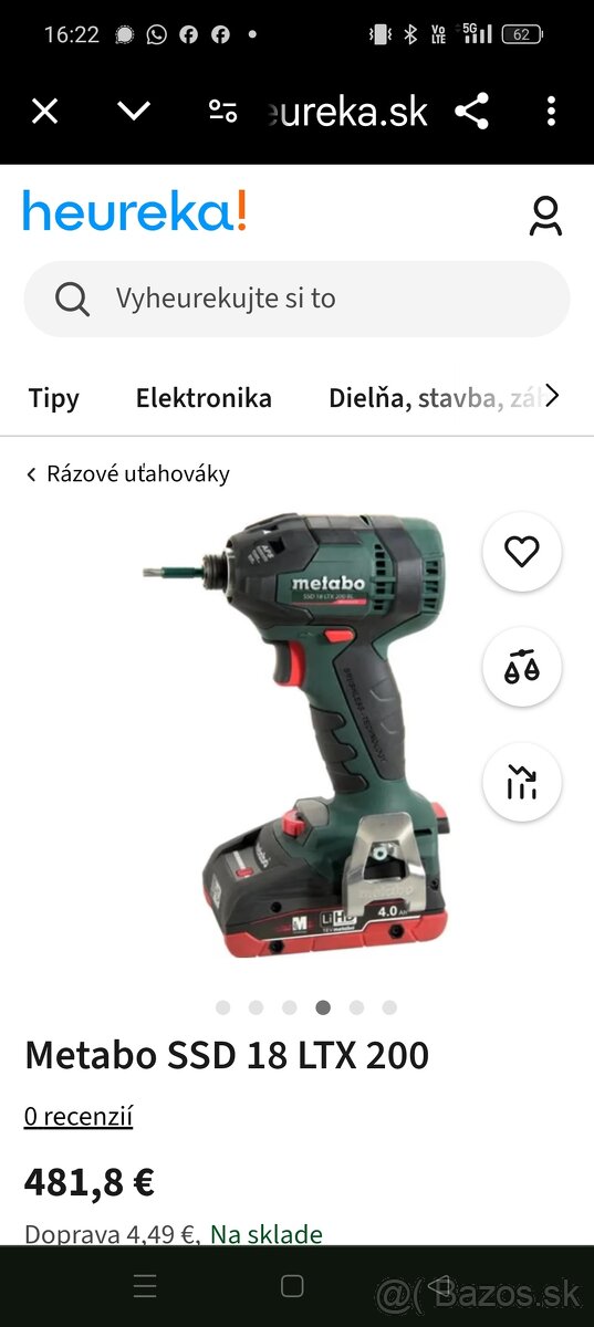 Metabo SSD 18 LTX 200 RAZOVY UTAHOVAK Z VEĽKOU BATERKOU 18V