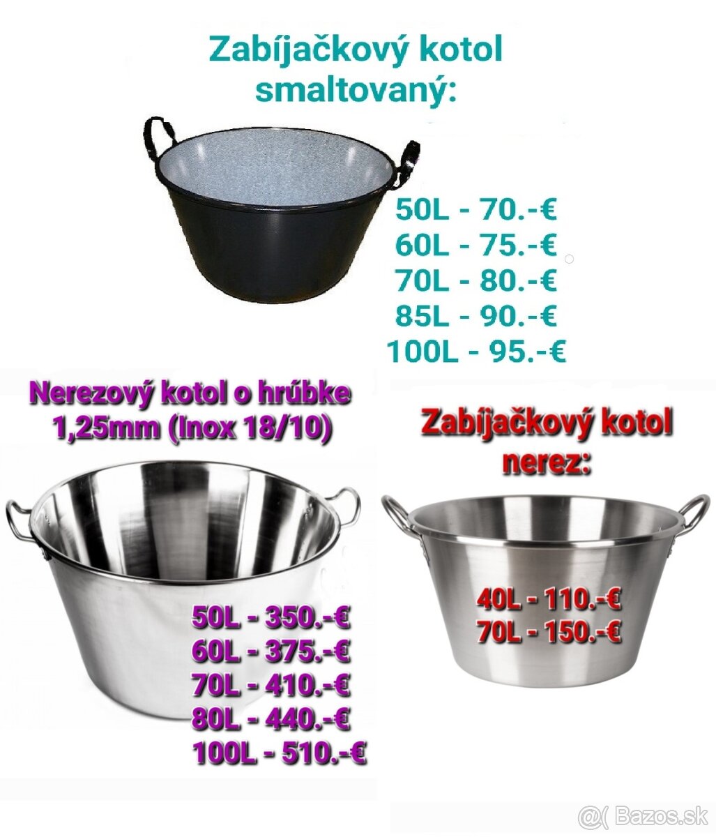 Zabíjačkové kotle VEĽKÝ LAPÁŠ + príslušenstvo tel.0905289263