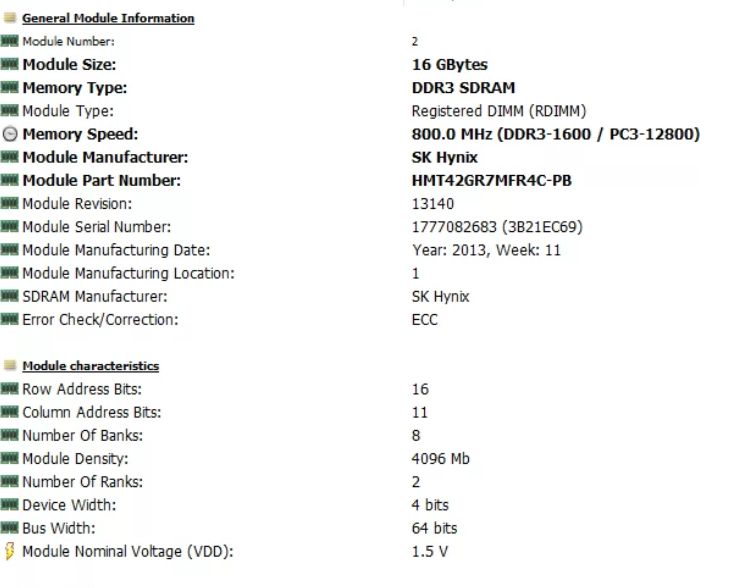 DDR3 16 GB 800 MHz (DDR3- 1600 /PC3-12800)