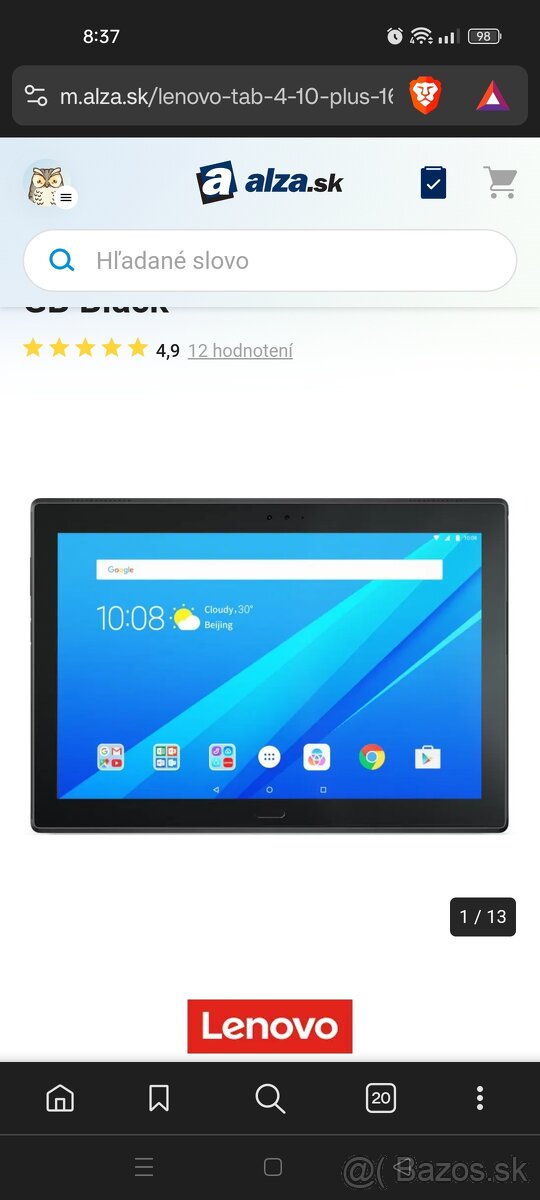 Lenovo tablet cierny