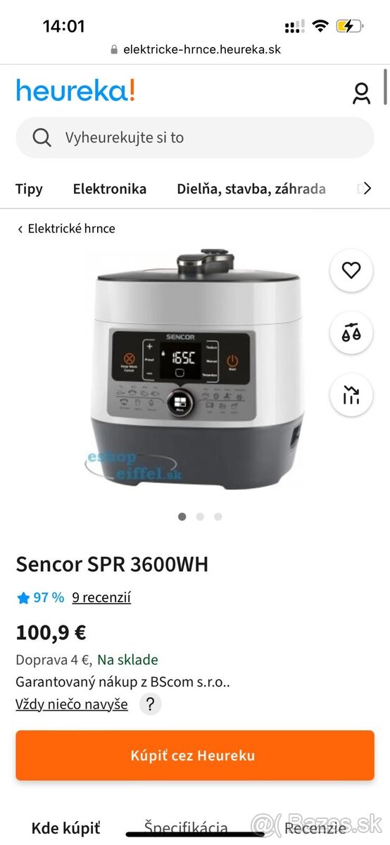 Elektrický tlakový hrniec Sencor SPR 3600WH