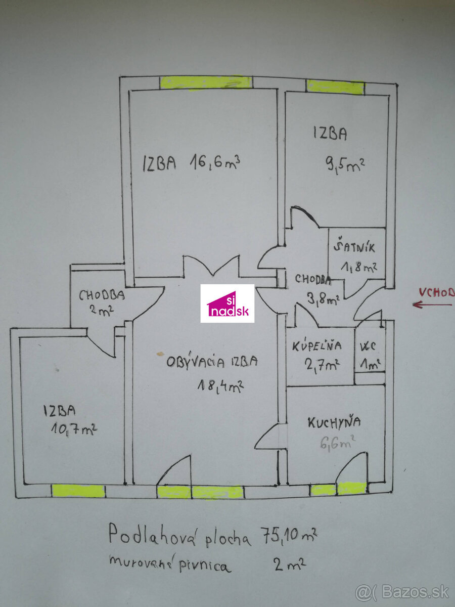 PREDANÉ , Predaj 3-izbový byt  Karlová Ves, Bratislava IV