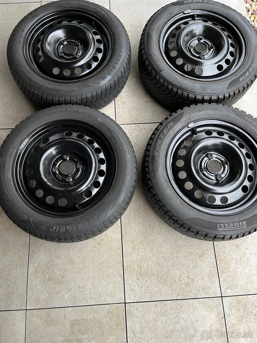 Predám 185/60 r15 zimné pneu na diskoch