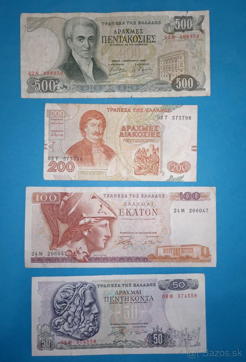 Bankovky ŘECKO - 50-500 Drachma 1978-1996