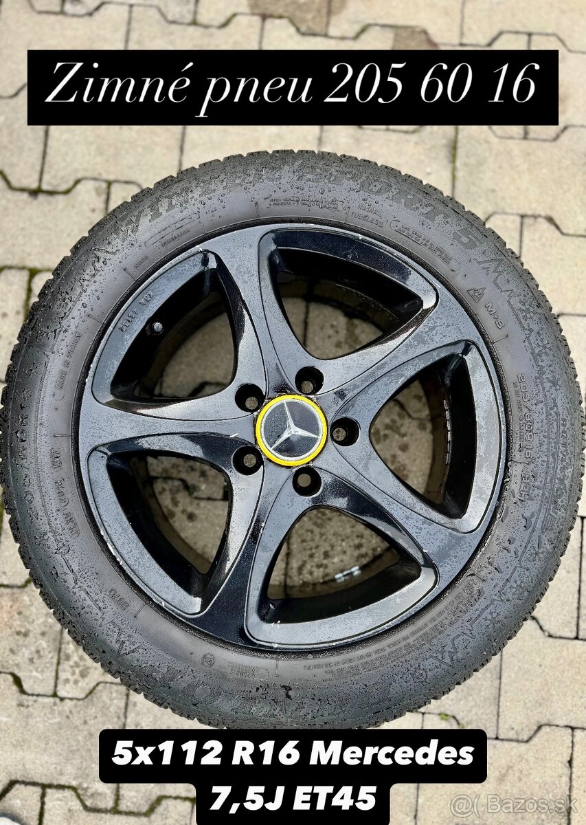 5x112 R16 Mercedes disky + zimné pneu 205 60 16