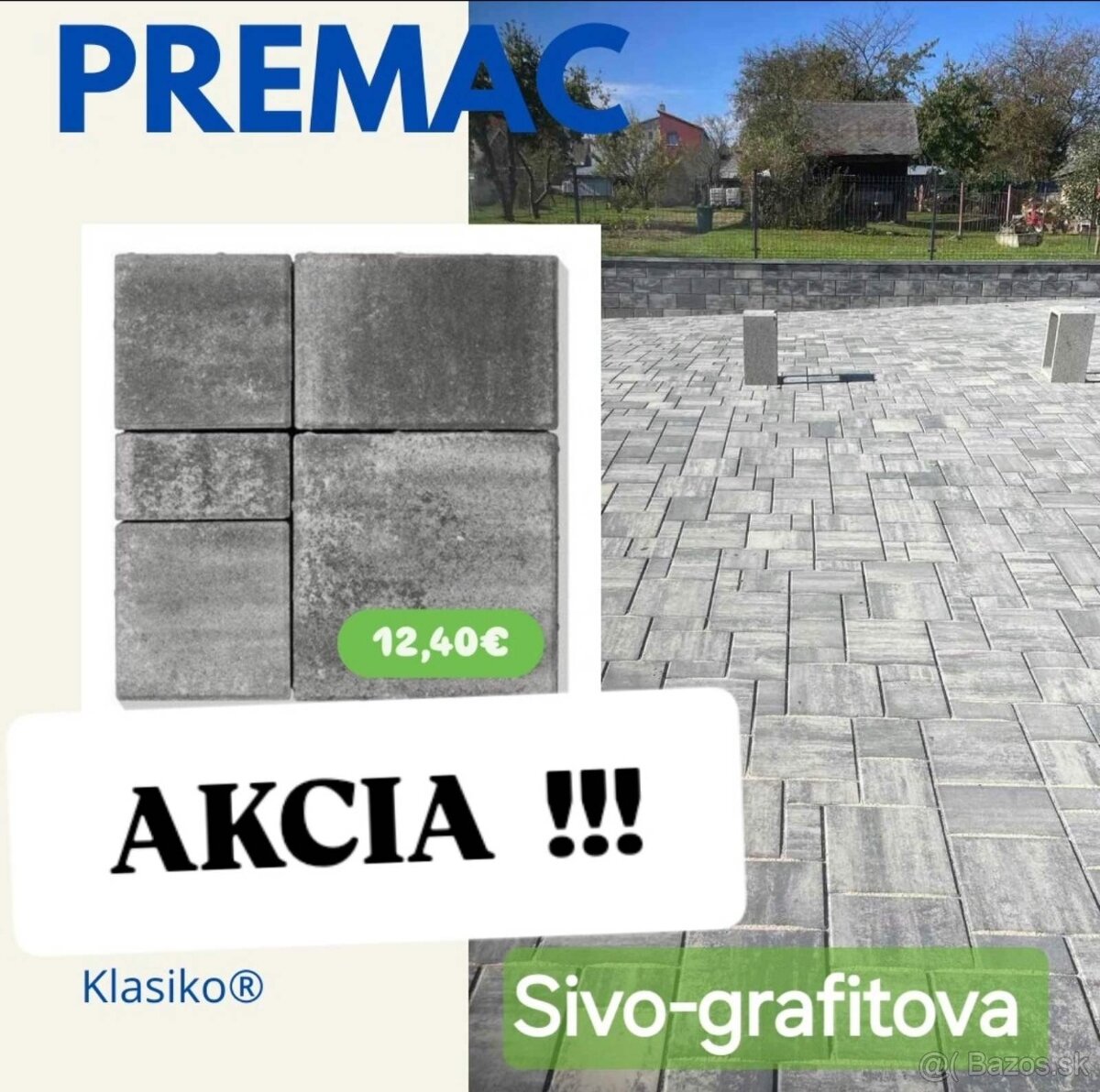 Predám zámkovú dlažbu PREMAC CLASIKO KOMBI FORMAT 6 cm