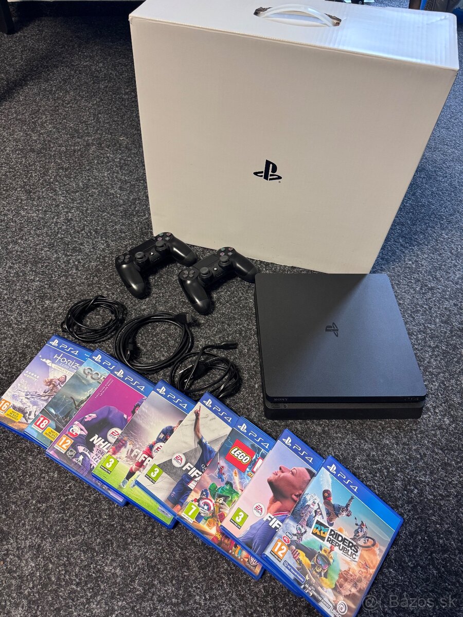 PS4 slim 500 GB + 2 ovládače + hry