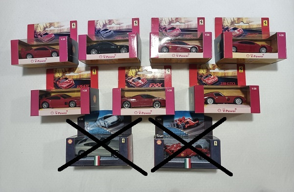 7x model Ferrari z edície Shell  V-Power (celá sada)