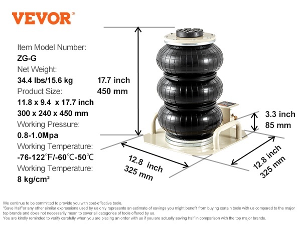 Predám Vevor pneumatický vankúšový zdvihák 3ton / do 45cm