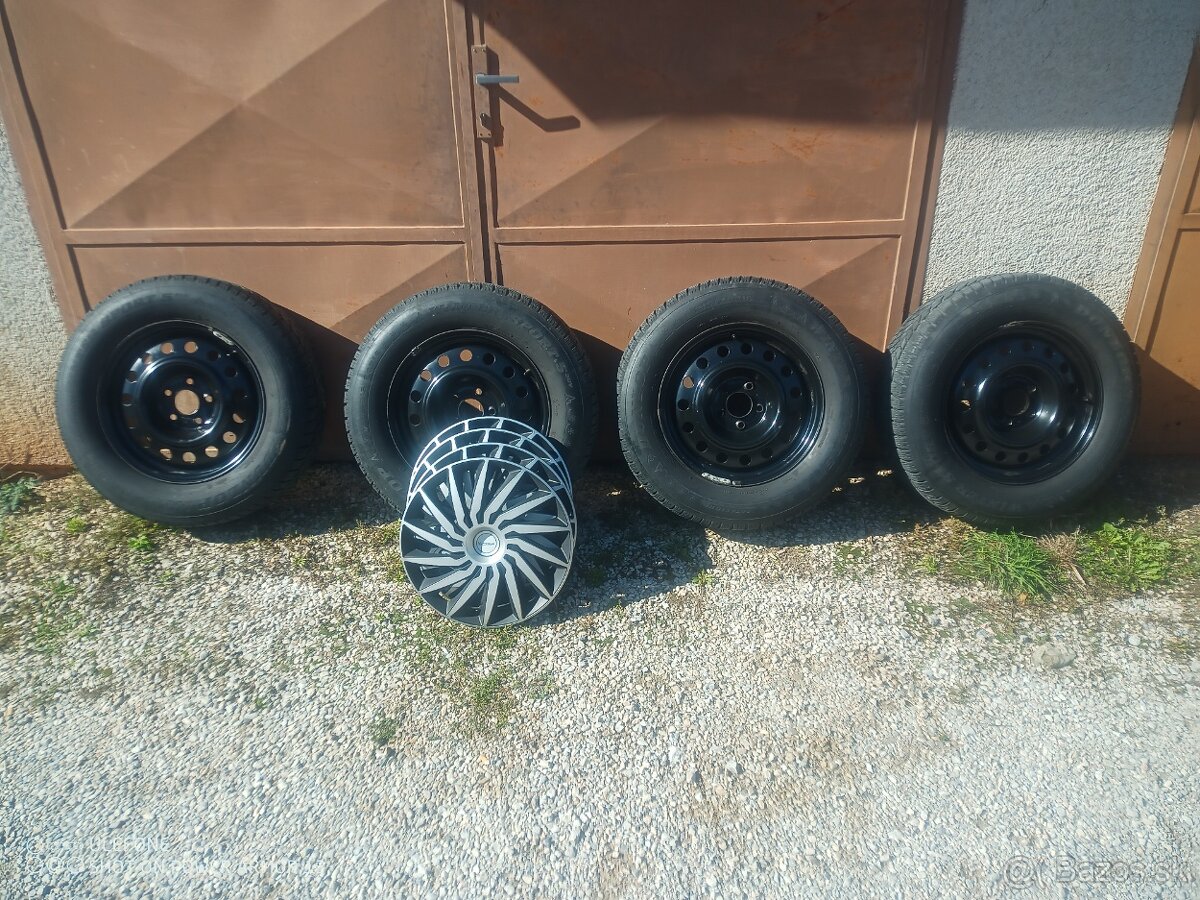 Plechové disky 5x114,3 R16 + Zimné pneumatiky DUNLOP