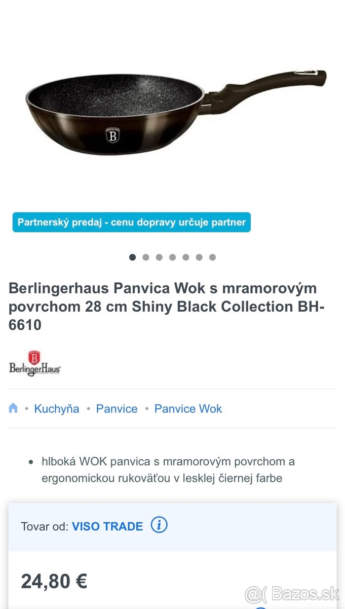 Panvica Wok s mramorovým povrchom 28 cm