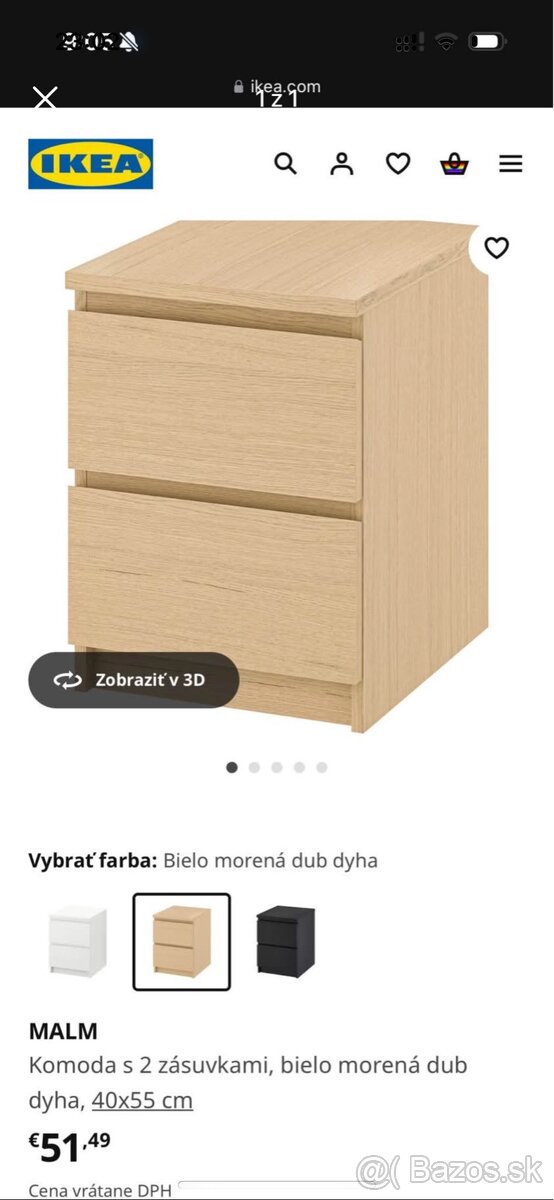 IKEA MALM nočný stolík 2kusy