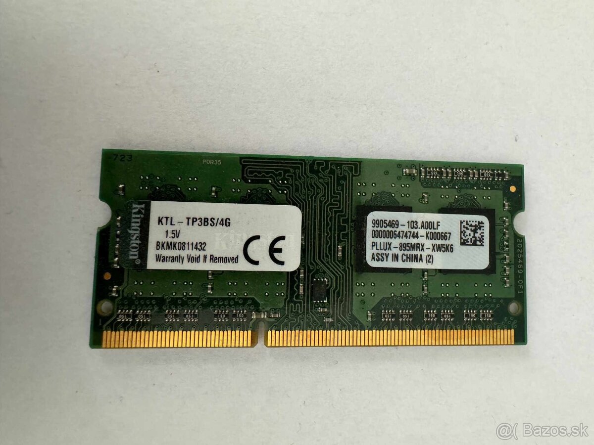 #14 - Pamäť RAM Kingston 4GB SO-DIMM DDR3 1333Mhz 1,5V