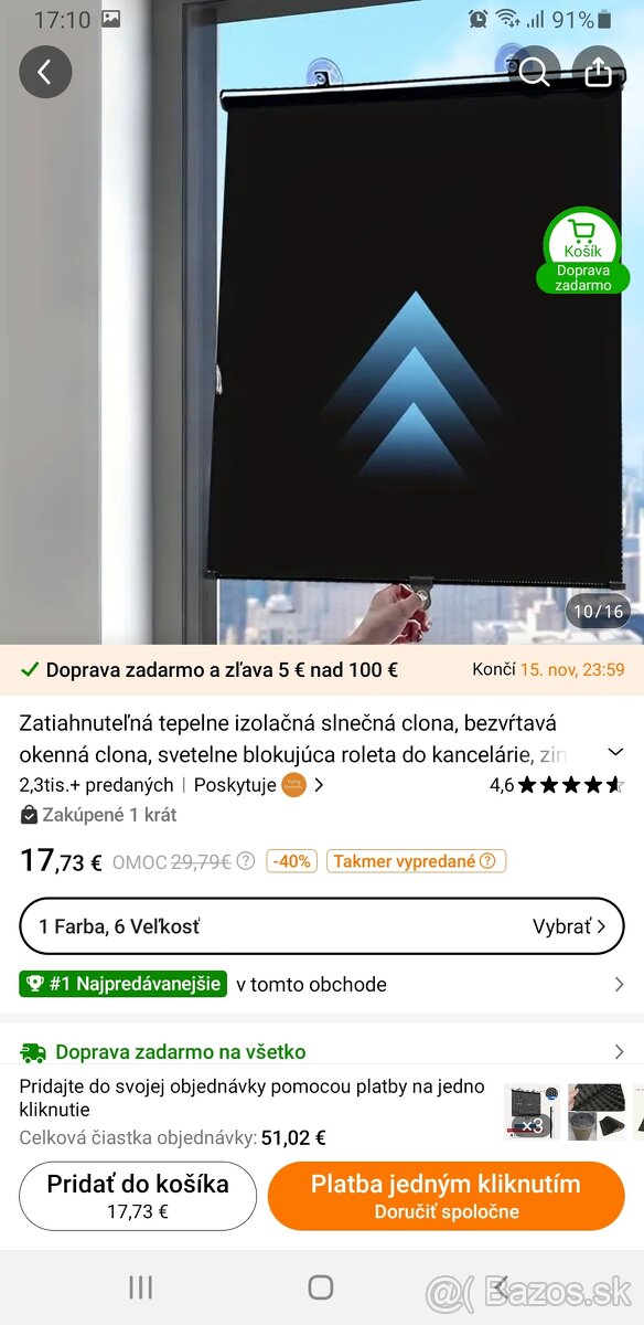 Žalúzie vnútorné rolety 68 na 125cm